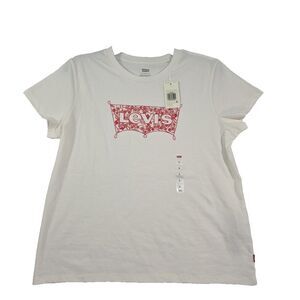 Levi's Perfect Tee Standard Fit T-Shirt Women's Size L Floral Spellout Target